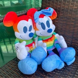 Gay Pride Rainbow Mickey & Minnie Large Plush Pair